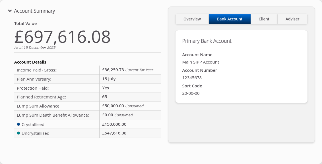 Role-Adviser > 05 Account Summary > Summary tabs